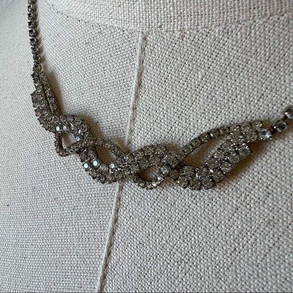Vintage Twisted Rhinestone Necklace 1980s - Picture 4 of 6